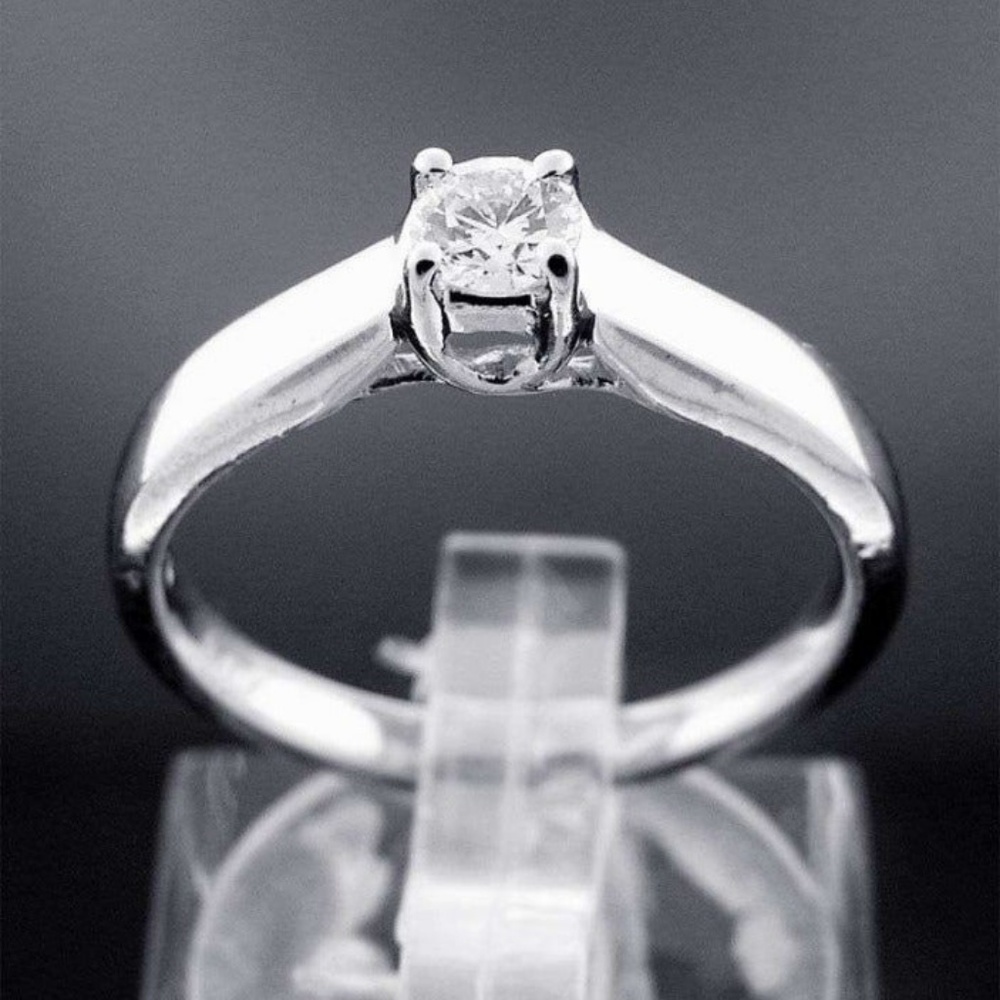 14K white solid ring engagement bridal